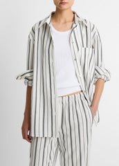 Resort Stripe Oversized Button-Front Shirt in Long Sleeve | VINCE Women