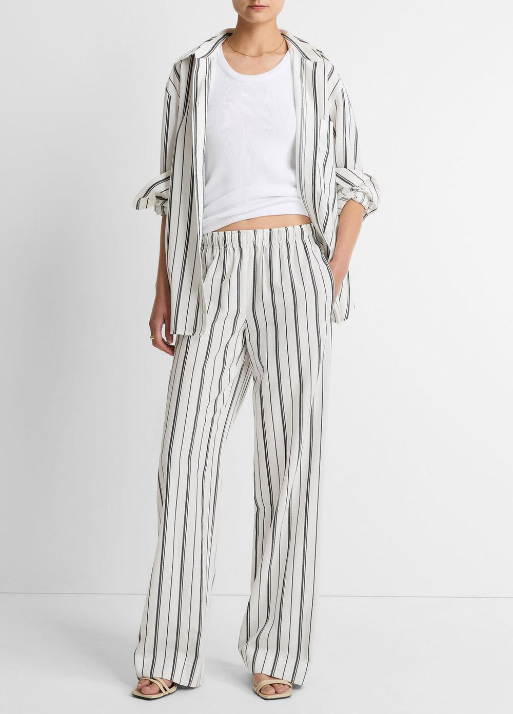Resort Stripe Pull-On Pant in Wide Leg | VINCE Women