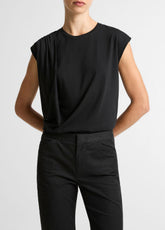 Pima Cotton-Blend Draped Relaxed Top in Tank Tops | VINCE Women