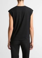 Pima Cotton-Blend Draped Relaxed Top in Tank Tops | VINCE Women