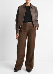Leather Cropped Zip-Front Jacket in Leather Jackets | VINCE Women