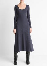 Ribbed Cotton-Blend Scoop-Neck Dress in Dresses | VINCE Women