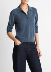 Cashmere-Silk Polo Sweater in Cashmere | VINCE Women