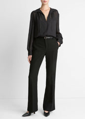 Metallic-Stripe Gathered Blouse in Long Sleeve | VINCE Women
