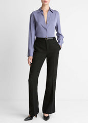 Stretch-Silk Button-Front Blouse in Long Sleeve | VINCE Women