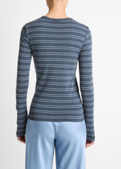 Striped Pima Cotton-Blend Long-Sleeve T-Shirt in Long Sleeve | VINCE Women