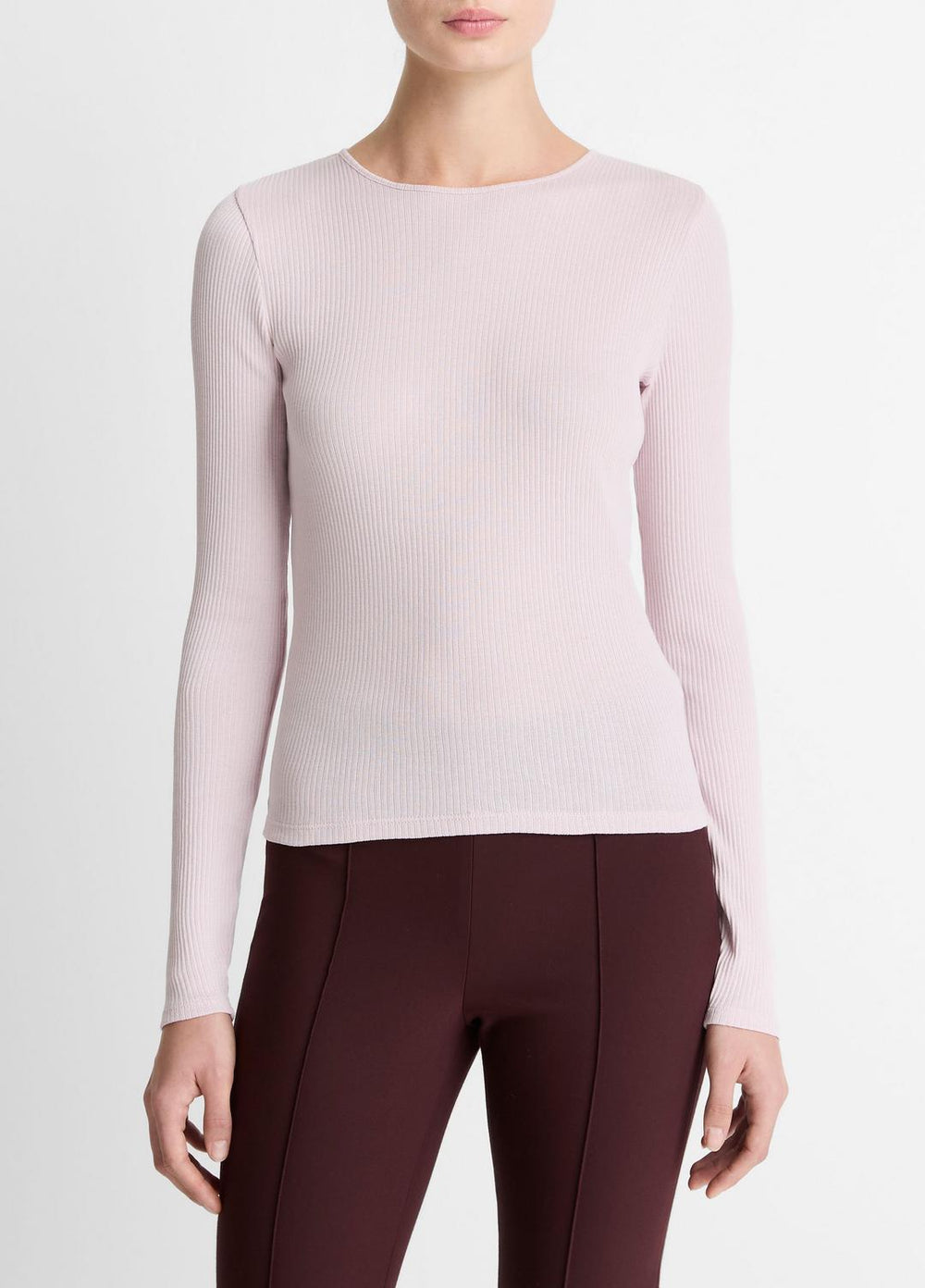 Ribbed Pima Cotton Long-Sleeve T-Shirt in Long Sleeve | VINCE Women