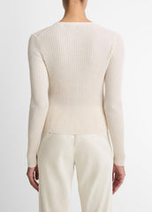 Ribbed Cashmere-Silk Cardigan in Cardigans | VINCE Women
