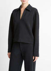 Cotton-Blend Half-Zip Pullover in Long Sleeve | VINCE Women