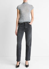 Wool Raglan Cap-Sleeve Mock-Neck Top in Short Sleeve | VINCE Women