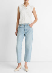 Cable-Knit Wool & Cotton-Blend Sweater Vest in V-Neck | VINCE Women