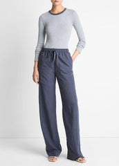 Tipped Heathered Pima Cotton-Blend Long-Sleeve T-Shirt in Long Sleeve | VINCE Women
