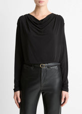 Matte Jersey Cowl-Neck Top in Long Sleeve | VINCE Women