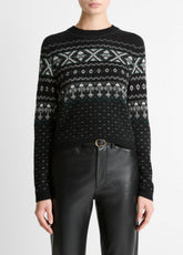 Fair Isle Plush Cashmere Sweater in Crew Neck | VINCE Women