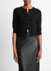 Metal-Button Wool & Cashmere-Blend Cardigan in Cardigans | VINCE Women