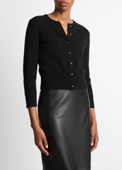 Metal-Button Wool & Cashmere-Blend Cardigan in Cardigans | VINCE Women