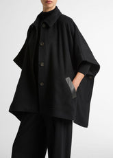 Leather-Trim Wool Cape in Accessories | VINCE Women