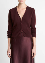 Satin-Trim Wool & Cashmere-Blend Cardigan in Cardigans | VINCE Women