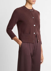 Wool-Blend Shrunken Snap Cardigan in Cardigans | VINCE Women