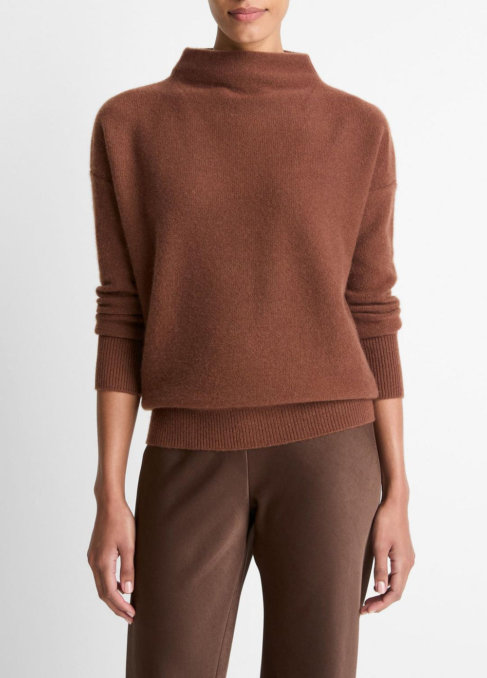 Plush Cashmere Funnel-Neck Sweater in Turtleneck | VINCE Women