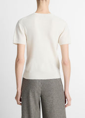 Wool & Cashmere-Blend Short-Sleeve Sweater in Crew Neck | VINCE Women