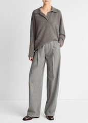 Donegal Plush Cashmere Dolman-Sleeve Polo Sweater in Cashmere | VINCE Women