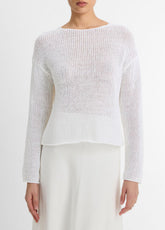 Italian Coated Cotton-Blend Sweater in Crew Neck | VINCE Women