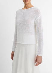 Italian Coated Cotton-Blend Sweater in Crew Neck | VINCE Women