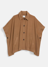 Leather-Trim Wool Cape in Accessories | VINCE Women