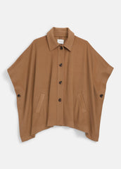 Leather-Trim Wool Cape in Accessories | VINCE Women