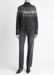 Fair Isle Donegal Cashmere Turtleneck Sweater in Turtleneck | VINCE Women