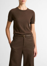 Wool & Cashmere-Blend Short-Sleeve Sweater in Crew Neck | VINCE Women