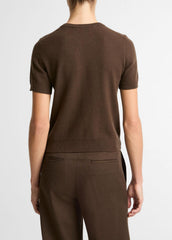 Wool & Cashmere-Blend Short-Sleeve Sweater in Crew Neck | VINCE Women