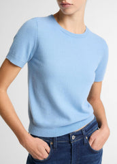 Wool & Cashmere-Blend Short-Sleeve Sweater in Crew Neck | VINCE Women