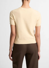 Wool & Cashmere-Blend Short-Sleeve Sweater in Crew Neck | VINCE Women