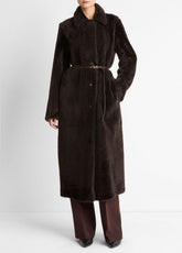 Shearling Long Coat in Coats | VINCE Women