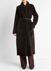 Shearling Long Coat in Coats | VINCE Women