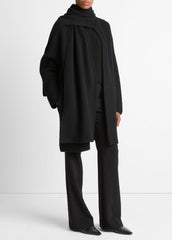 Draped-Scarf Wool-Blend Car Coat in Coats | VINCE Women