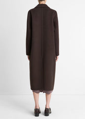 Wool-Blend Double-Breasted Long Coat in Coats | VINCE Women