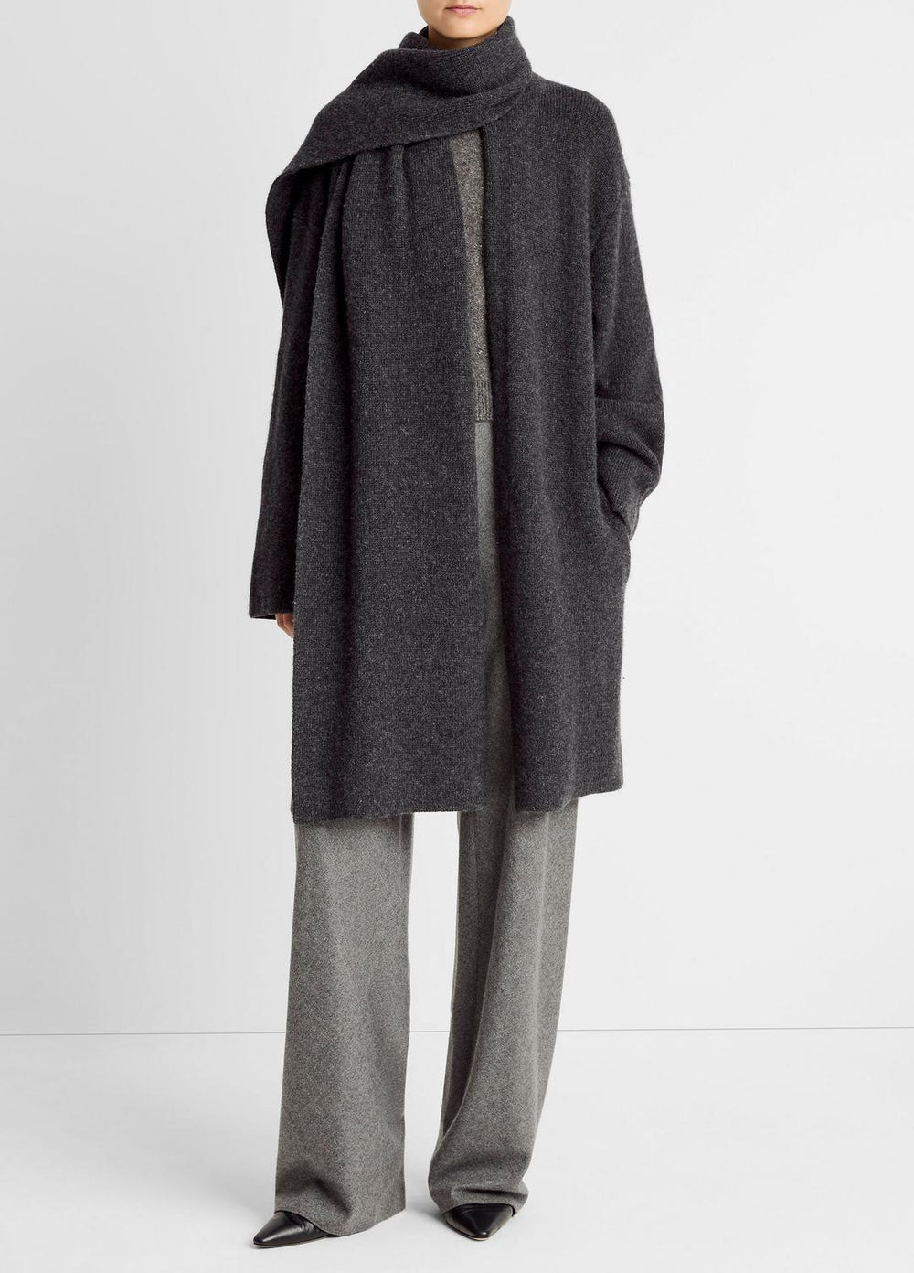 Draped-Scarf Wool-Blend Car Coat in Coats | VINCE Women