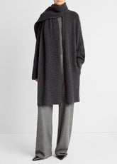 Draped-Scarf Wool-Blend Car Coat in Coats | VINCE Women