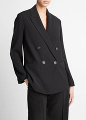 Crepe Double-Breasted Blazer in Blazers | VINCE Women