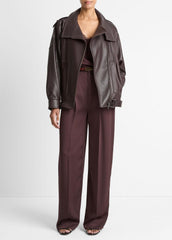 Leather Oversized Biker Jacket in Jackets | VINCE Women