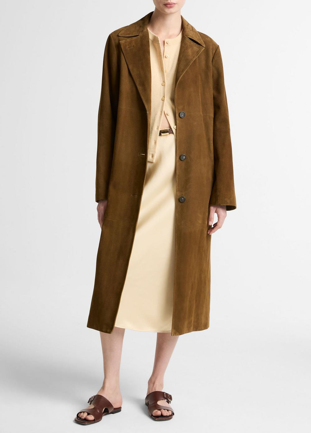 Suede Long Coat in Coats | VINCE Women