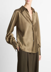 Silk Bias Long-Sleeve Blouse in Long Sleeve | VINCE Women