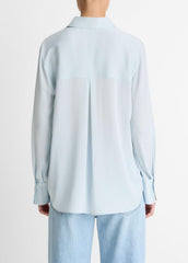 Stretch-Silk Button-Front Blouse in Long Sleeve | VINCE Women