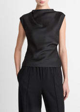 Satin Draped Cowl-Neck Top in Tank Tops | VINCE Women