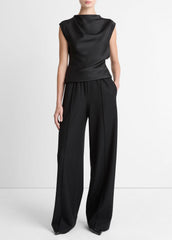 Satin Draped Cowl-Neck Top in Tank Tops | VINCE Women