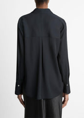 Stretch-Silk Button-Front Blouse in Long Sleeve | VINCE Women