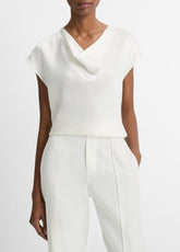 Silk Cowl-Neck Blouse in Short Sleeve | VINCE Women